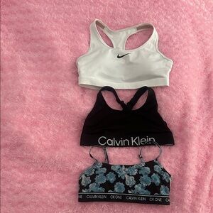 Nike and Calvin Klein Sports Bras 3 set bundle